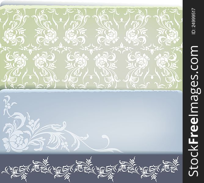 Set with corner, seamless and border
 floral vintage design set for web and  graphic design and scrapbooking. colored corner on aged paper; all piece are separated and grouped. Set with corner, seamless and border
 floral vintage design set for web and  graphic design and scrapbooking. colored corner on aged paper; all piece are separated and grouped