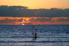 Windsurfing At Sunset Stock Images Windsurfing At Sunset Stock Images