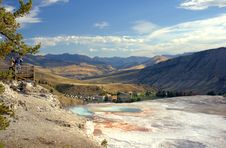 Top Of Mammoth Hot Springs With Photographers Stock Photography