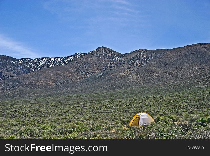 Solitary camper in remote area of Death Valley. Solitary camper in remote area of Death Valley