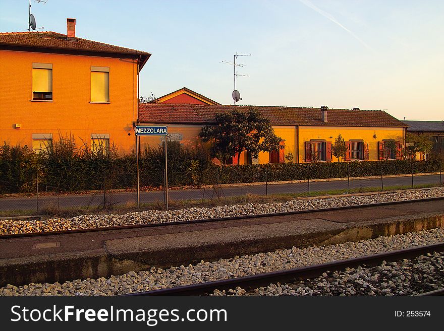 Empty railway station in Italy