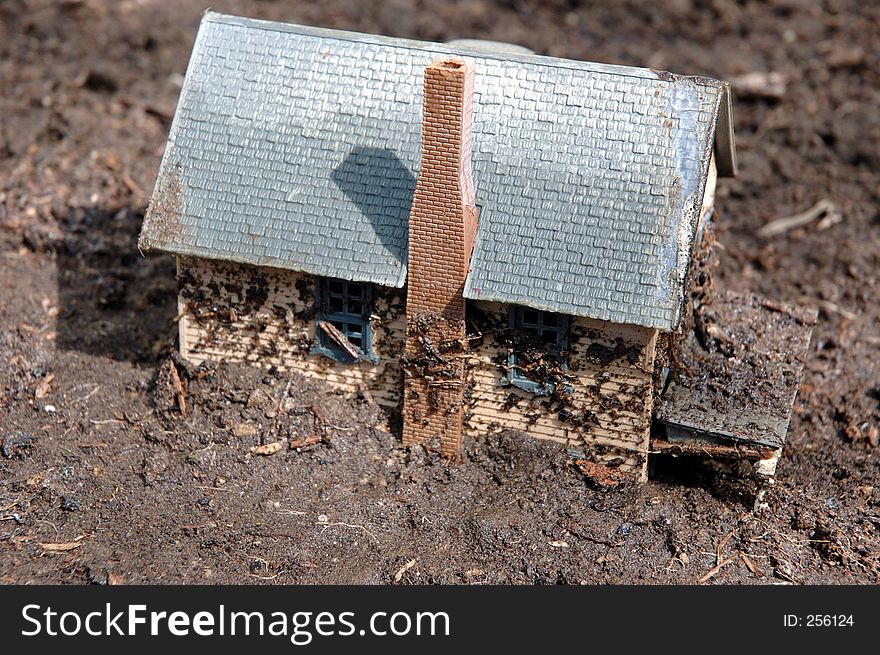 House with mud all around it. House with mud all around it