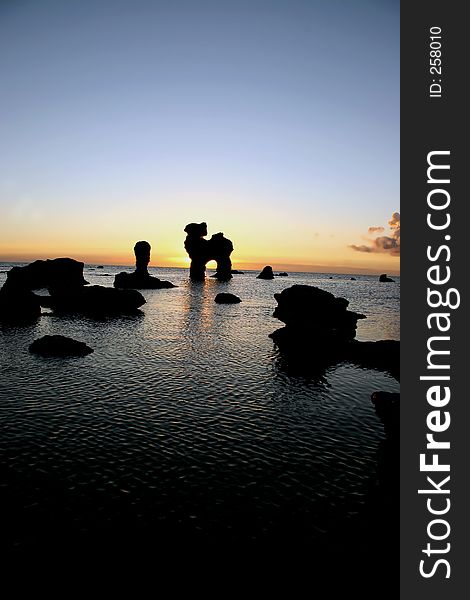 Sunset in the arkipelag. Rockformations. Sunset in the arkipelag. Rockformations.