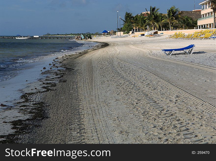 Beach recliner near a Mayan Riviera resort