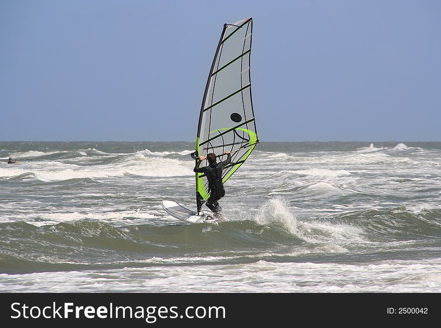 Wind surfing on the north sea. Wind surfing on the north sea