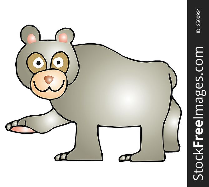 Cartoon illustration of a gray bear