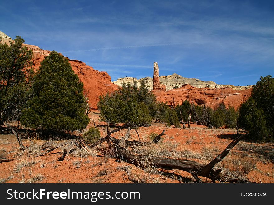 View of Kodachrome Basin with redrock blue sky and clouds