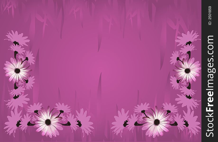 Pink floral abstract grunge frame with grass background. Pink floral abstract grunge frame with grass background