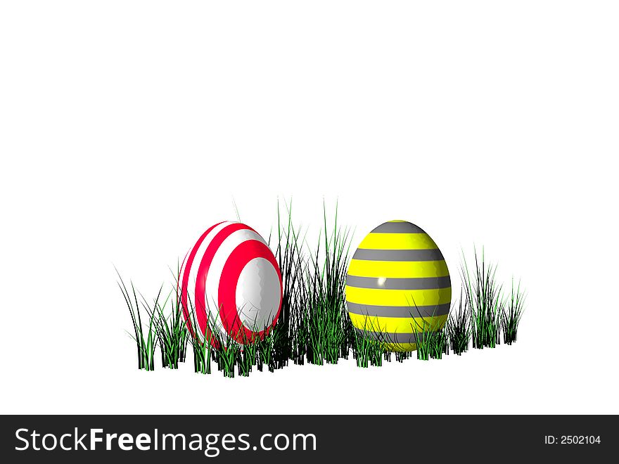 A 3D render of easter eggs