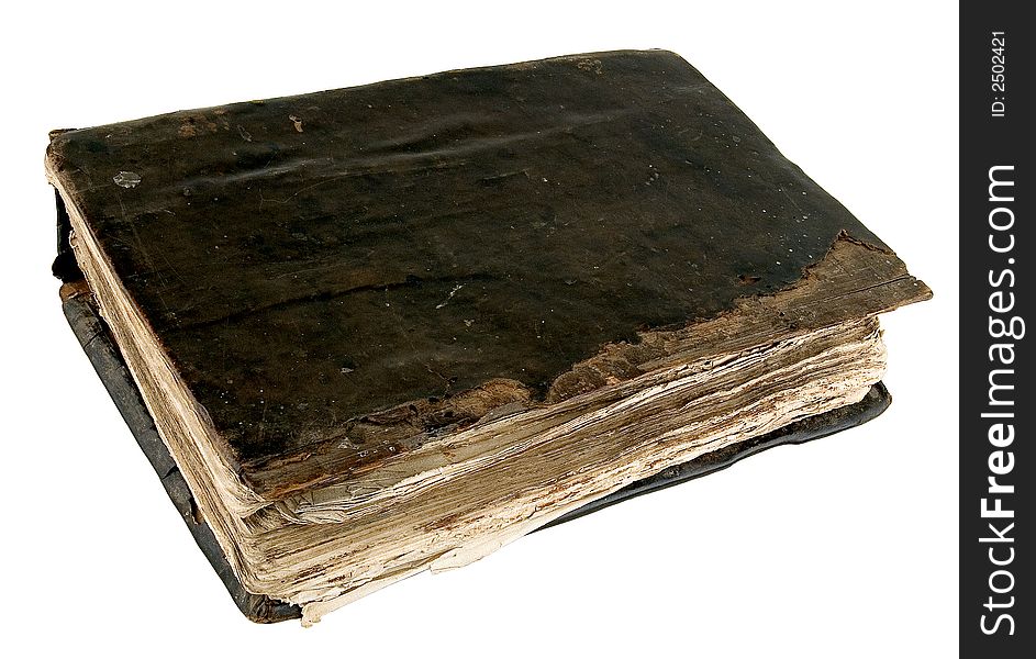 The ancient book in leather reliure on a light background