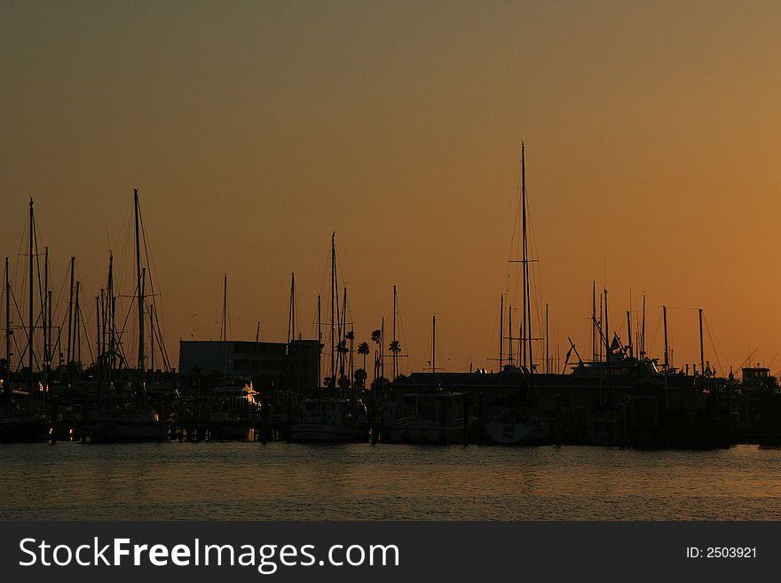 Sunset in Clearwater Florida with boats visible. Sunset in Clearwater Florida with boats visible