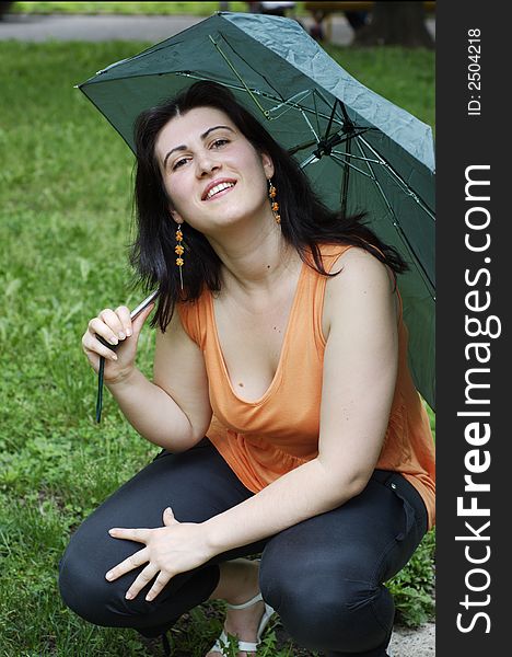Portrait of  woman holding umbrella. Portrait of  woman holding umbrella