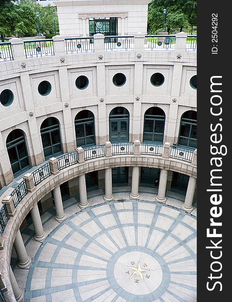 The grand circular entrance to the underground portion of a large municipal complex. The grand circular entrance to the underground portion of a large municipal complex.