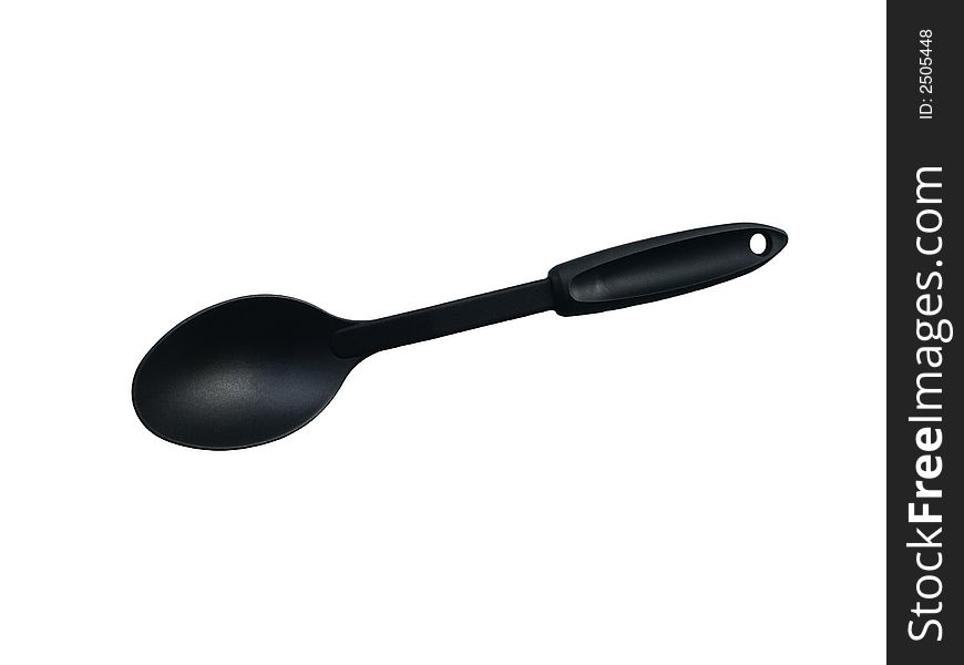 A black tablespoon you can find in most kitchens.