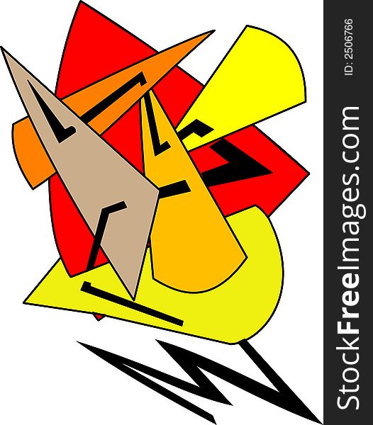 Abstraction - triangles yellow, red. Vector-Illustrator.