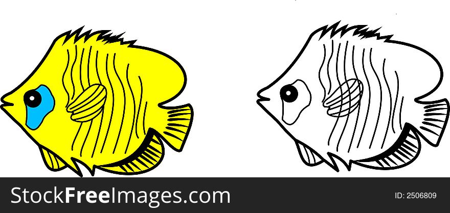 Sea yellow fish. Vector-illustrator.