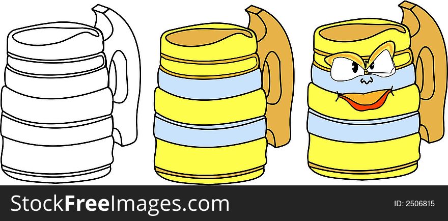 Beer mug in yellow colors. Vector-Illustrator.