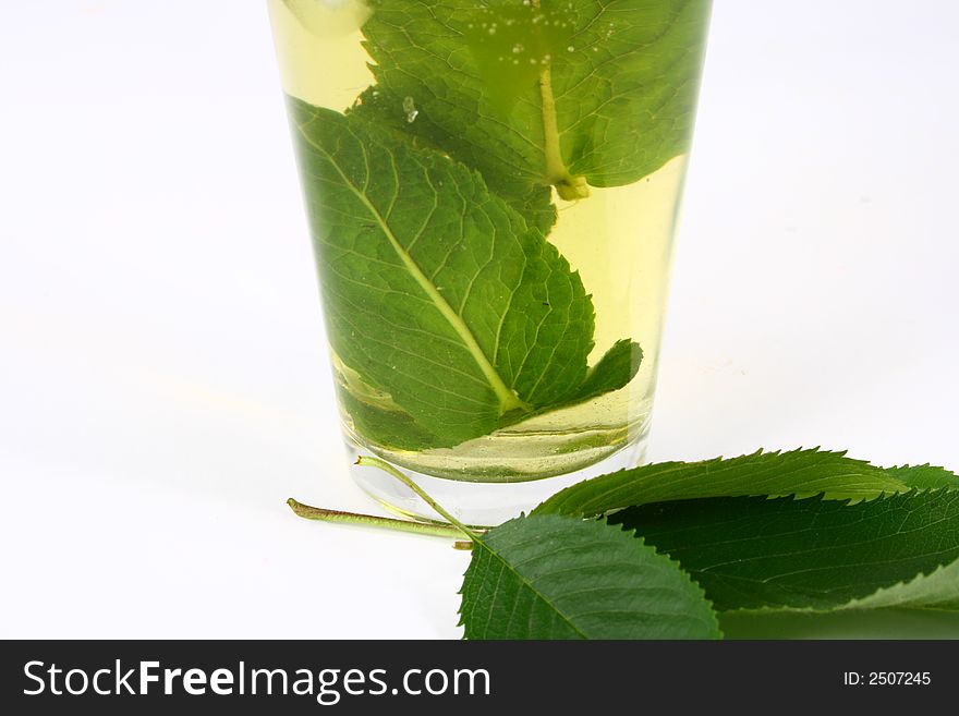 Cold tea with mint, ice, lemon. Cold tea with mint, ice, lemon