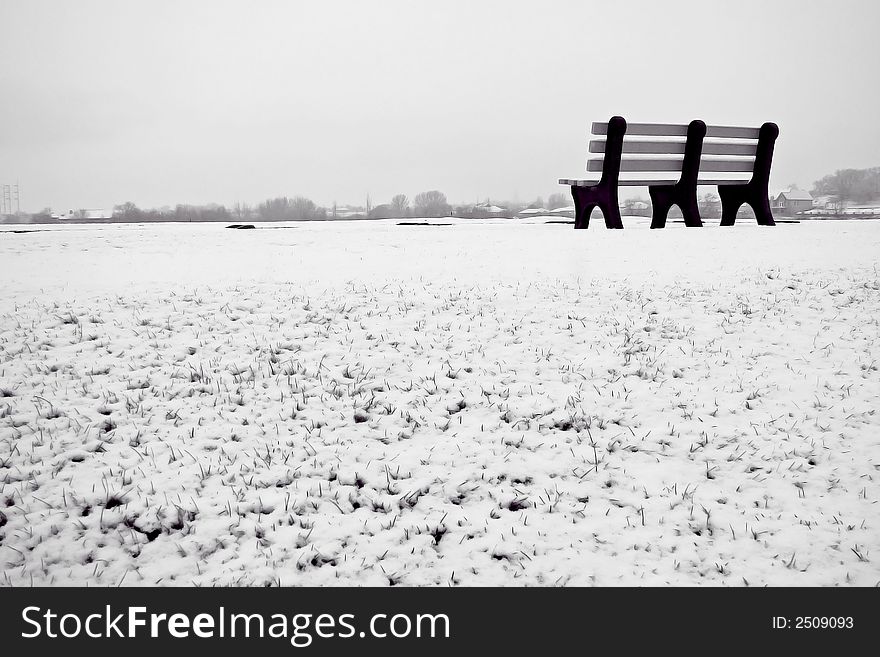 Snowy bench