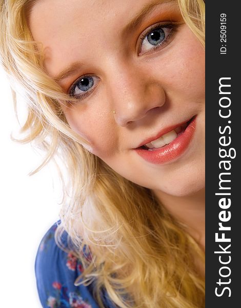 A beauty portrait taken from a beauty woman model in the studio. A beauty portrait taken from a beauty woman model in the studio