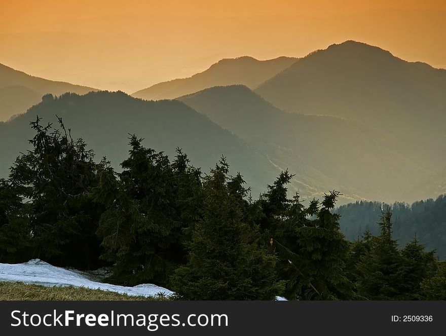Evening in the mountains, velka fatra