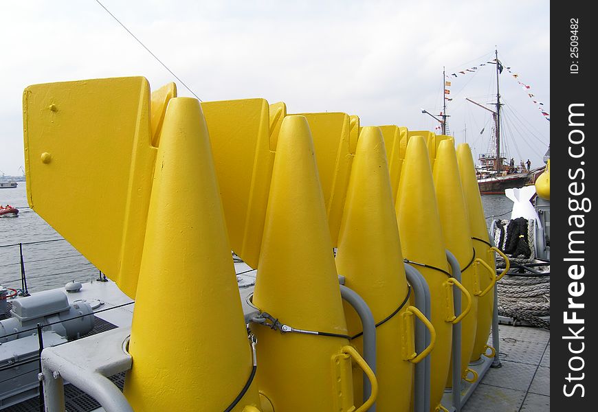 Yellow row onboard the navy ship