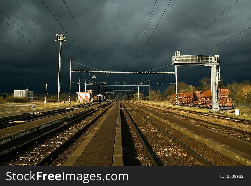The storm, railway station, Slovakia