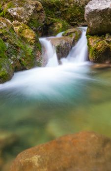 Nice Small Waterfall On Mountain Stream Royalty Free Stock Photo