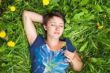 Girl On Dandelion Stock Photography Girl On Dandelion Stock Photography