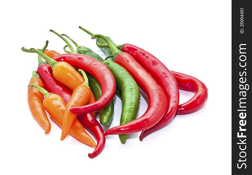 Colorful chilli on white background. Colorful chilli on white background