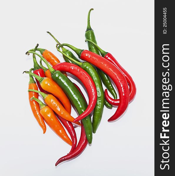 Colorful thai chilli on white background