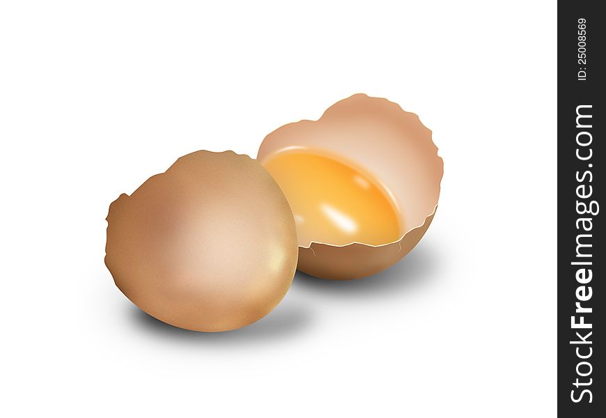 crashed egg on white