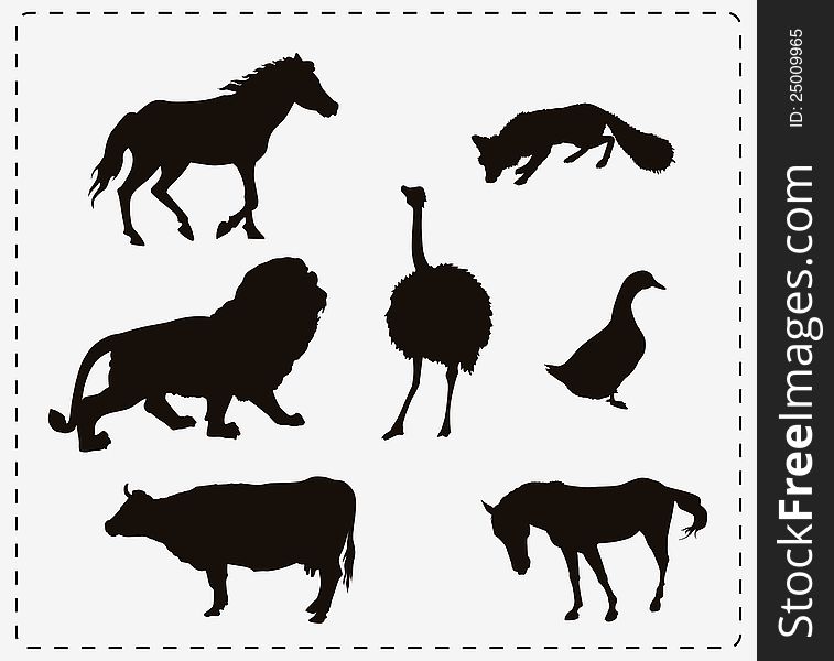 Set of seven animals