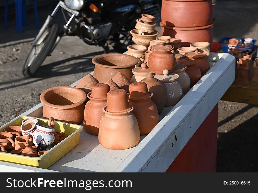 Close Up Of Earthen Pots