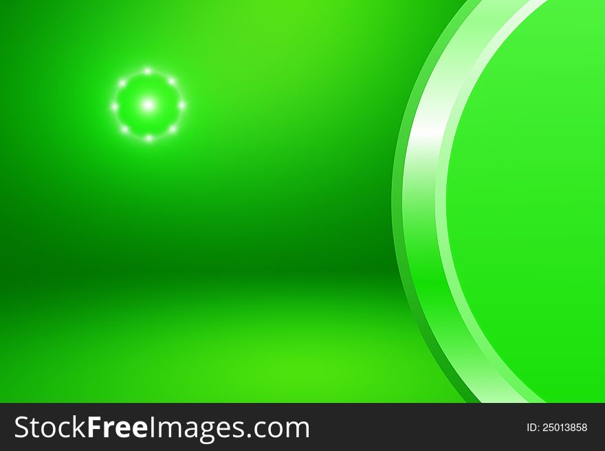 Abstract green background with bright light