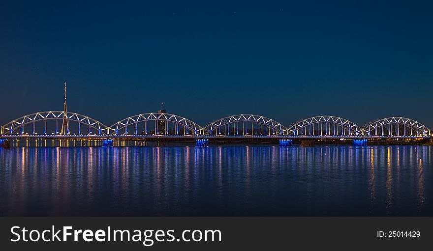 The Rigan railway bridge by night. The Rigan railway bridge by night