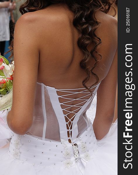 Image of  white lace up corset
