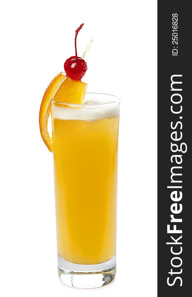 Alcoholic cocktail, orange and cherry on a skewer