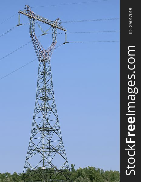 Power transmission tower, view from below. Power transmission tower, view from below