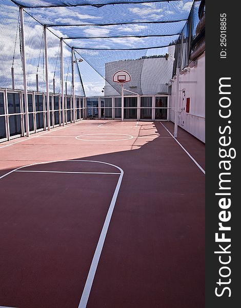 Basketball court on board a cruise liner or ship. Basketball court on board a cruise liner or ship