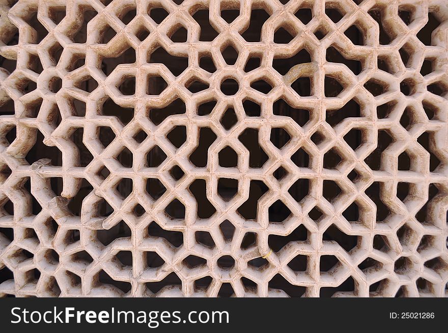 Beautiful lattice work on the walls of the Tajmahal. Beautiful lattice work on the walls of the Tajmahal