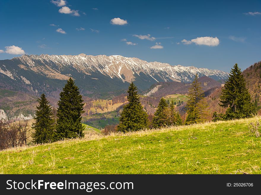 Landscape with mountains in the summer