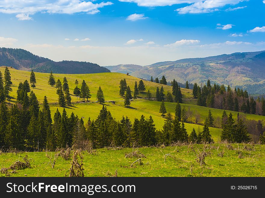 Landscape with mountains in the summer