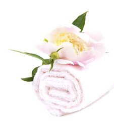 Spa Towel With Flower Stock Photo