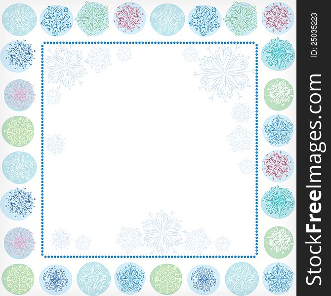 Winter vector border with snowflakes and place for text. Winter vector border with snowflakes and place for text