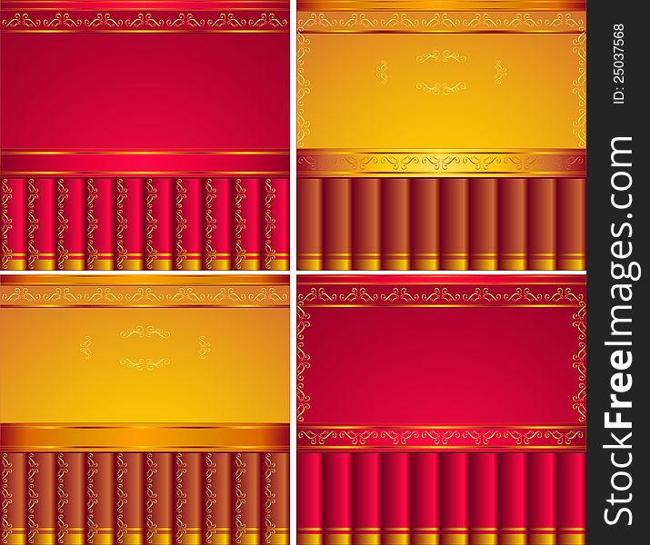 Red, Gold, Brown backgrounds with ribbon and ornament. Red, Gold, Brown backgrounds with ribbon and ornament