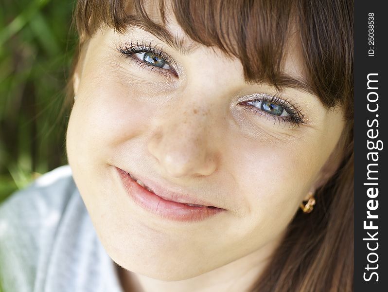 Close up of young funny woman