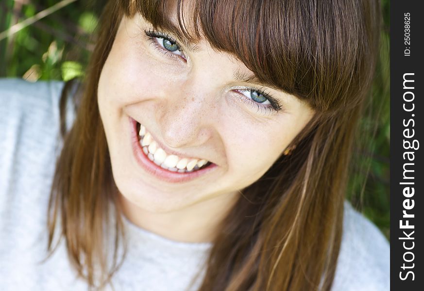 Close up of young funny woman