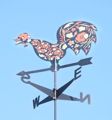 Cock Decorative On Roof Of Arrow. Weather Vane Royalty Free Stock Images