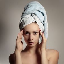 Woman With Towel Stock Photo